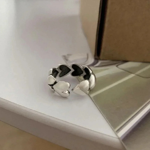 Minimalist 925 Sterling Silver Heart Wrap Ring Dainty Stackable Ring - Picture 3 of 6